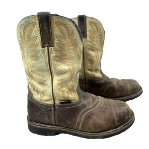 Justin Boots Men 11.5 D Brown Steel Toe Work SE4661 Creme Western Work